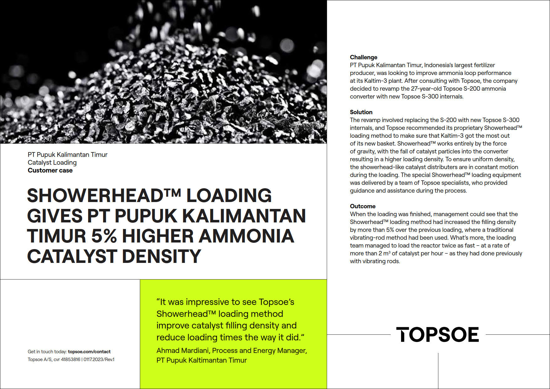 Showerhead™ Loading Gives pt Pupuk Kalimantan Timur 5% Higher Ammonia Catalyst Density featured Image