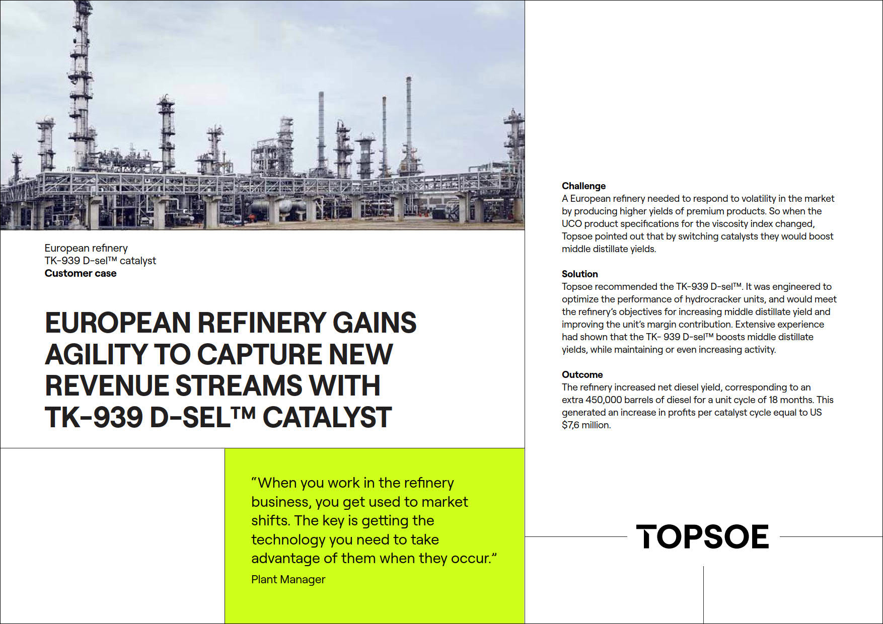 European Refinery Gains Agility to Capture New Revenue Streams with  TK-939 D-SEL™ Catalyst featured Image