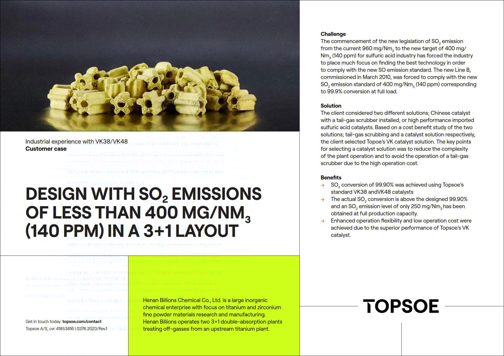 Design with so2 emissions of less than 400 mg/nm3 (140 ppm) in a 3+1 layout featured Image
