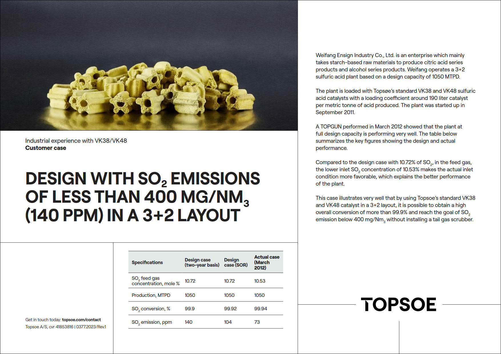 Design with SO2 emissions of less than 400 MG/NM3 (140 PPM) in a 3+2 layout featured Image
