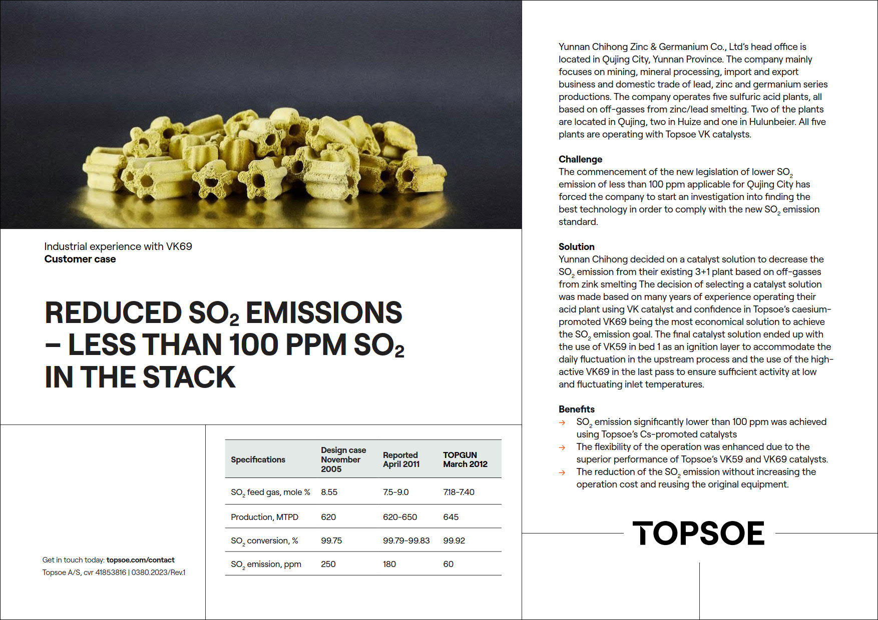 Reduced SO2 emissions - Less than 100 PPM SO2 in the stack featured Image
