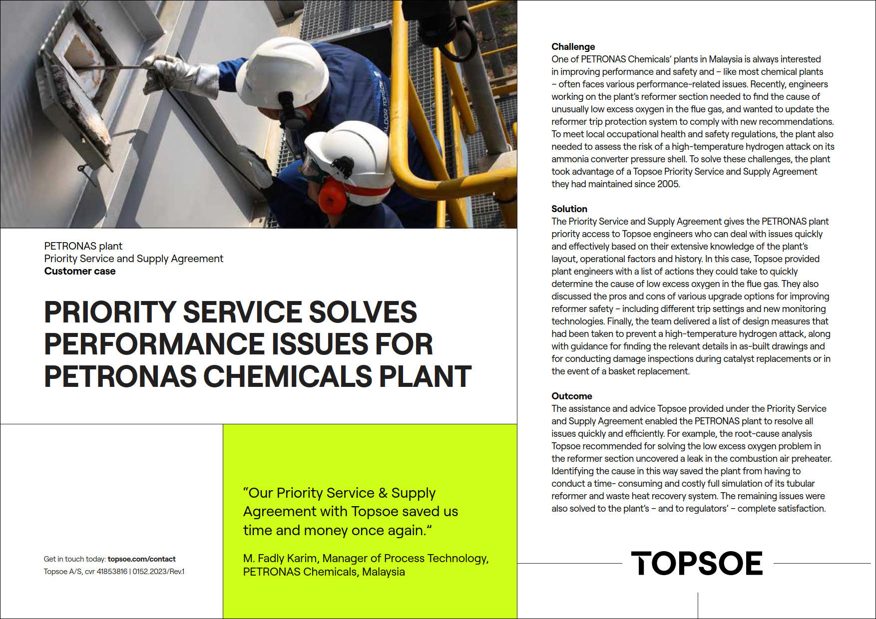 Priority service solves performance issues for Petronas chemicals plant featured Image