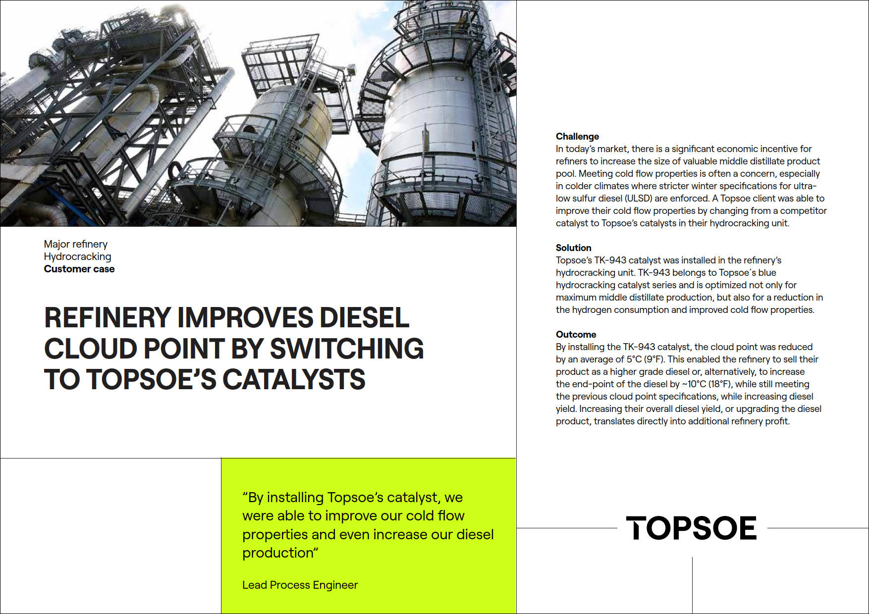 Refinery improves diesel cloud point by switching to Topsoe's catalysts featured Image